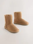Tan Brown Water Repellent Suede Pull On Boots